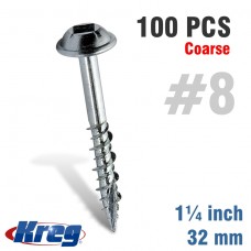 KREG ZINC POCKET HOLE SCREWS 32MM 1.25' #8 COARSE THREAD MX LOC 100CT